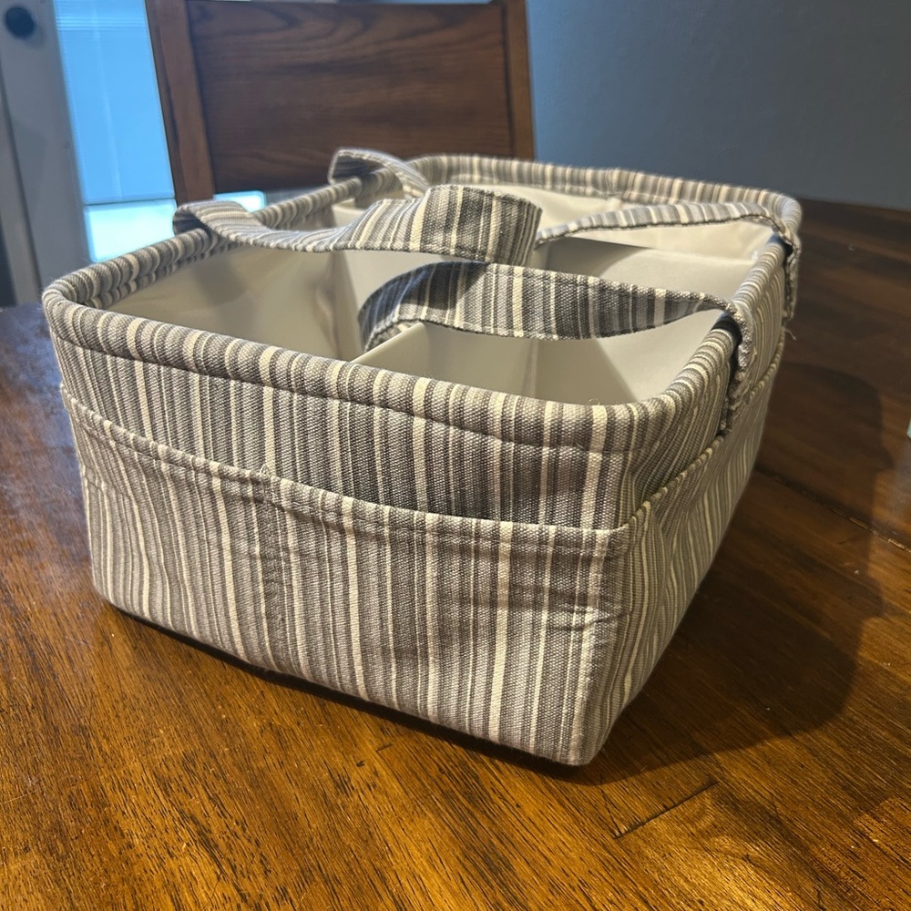 Striped Storage Basket with Handles